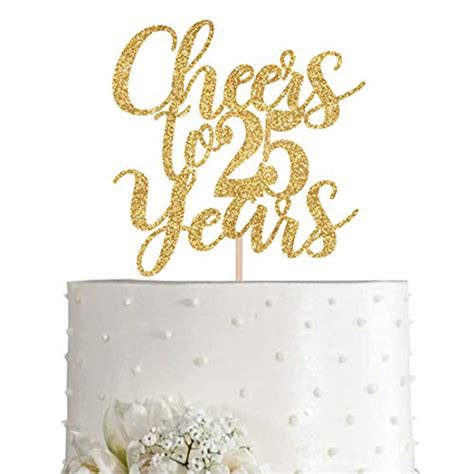 Gold Glitter Cheers To 25 Years Cake Topper Gold Happy 25th Birthday Cake Topper Birthday