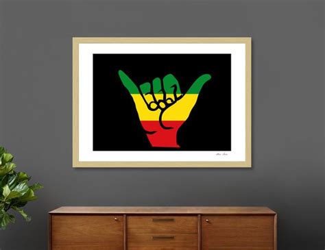 Shaka Hands With Reggae Colors Art Print By Alma Studio Numbered