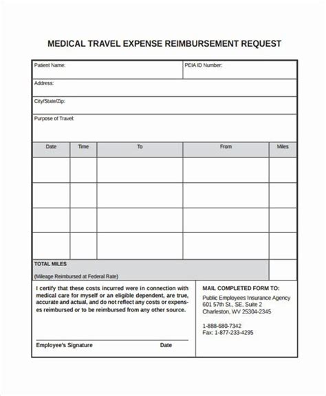 Travel Reimbursement Form Template Doctemplates