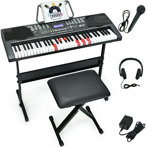 Gymax Sonart 61-Key Electronic Keyboard Piano w/Lighted Keys Stand ...