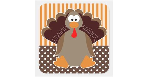 Cute Cartoon Turkey Happy Thanksgiving Sticker