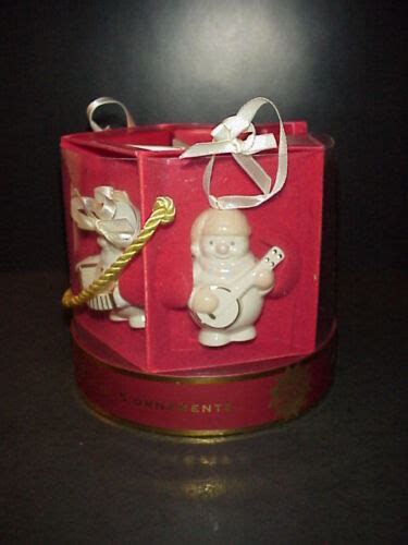 Lenox Christmas Snowman Stand Abouts Ornaments Set In Box Playing