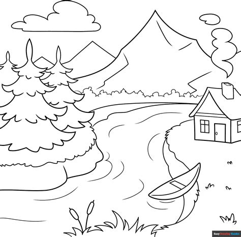 Scenery Coloring Page Easy Drawing Guides