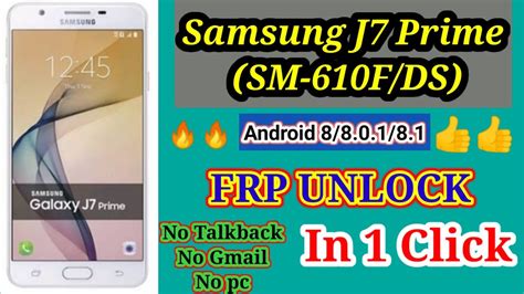 Samsung J7 Prime G610fds Frp Bypassandroid 8801 2022 New Method Youtube