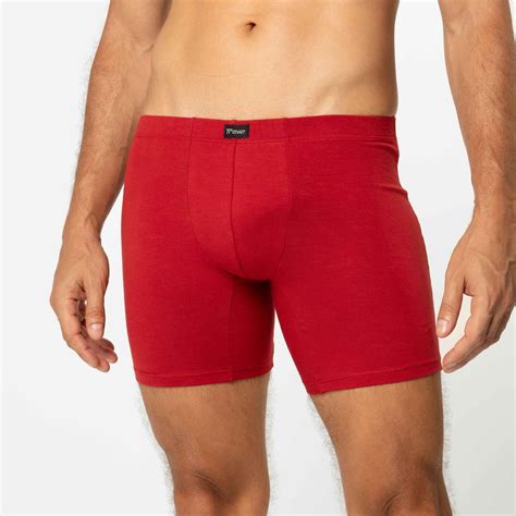 Cueca Boxer Long Cotton Vermelho Trave Underwear Cuecas Modernas E