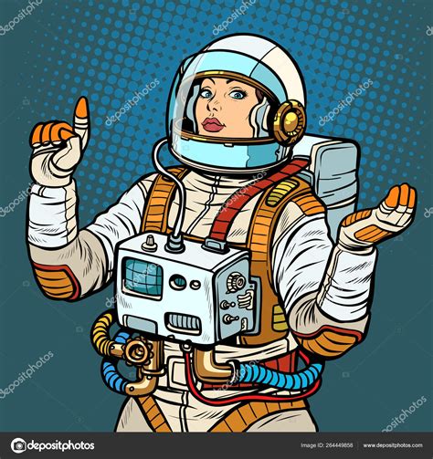 Astronauta mujer exploración espacial vector gráfico vectorial