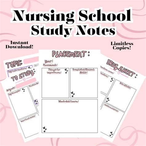 Nursing School Study Notes Bundle-digital Download-drug Sheet-notes-nursing Notes-pdf-topic ...