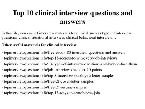 Top 10 Clinical Interview Questions And Answers