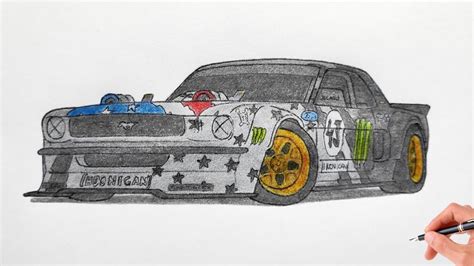 How To Draw A FORD MUSTANG HOONICORN RTR Drawing 3d Car Coloring