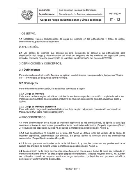 It Carga De Fuego En Edificaciones Y Rea De Riesgo Departamento