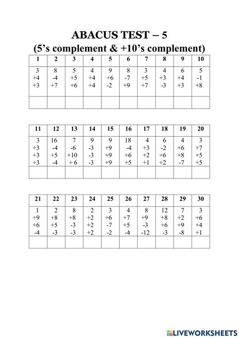 Abacus Interactive Worksheet For Grade 1 To 5 You Can Do The Exercises