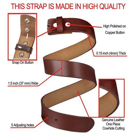 Falari Replacement Genuine Leather Belt Strap 15 Wide