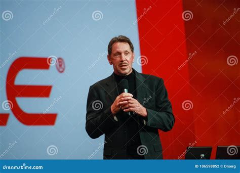 CEO Of Oracle Larry Ellison Makes His Speech Editorial Photography