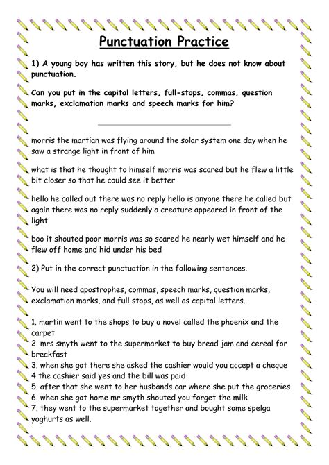 Grammar And Punctuation Worksheets Year 7