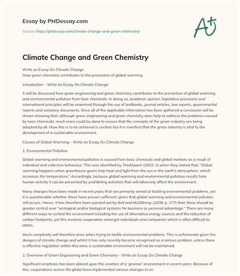 Climate Change And Green Chemistry