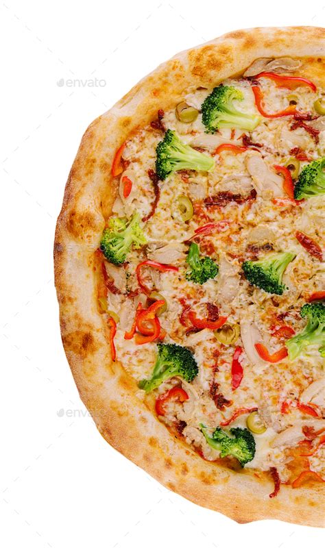 Fresh Italian Pizza With Chicken Fillet Mushroomsbroccoli Cheese On