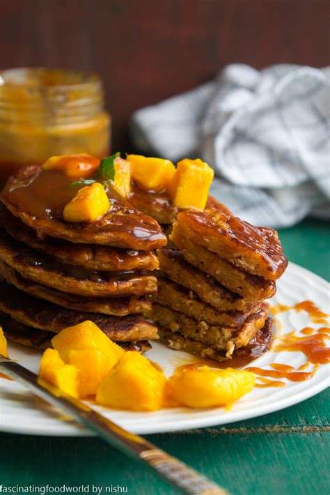 Mango Pancakes With Chilli Lime Caramel Sauce