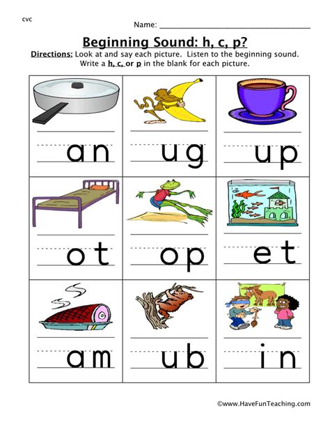 Beginning Sounds Worksheets Free Printable Grade 2