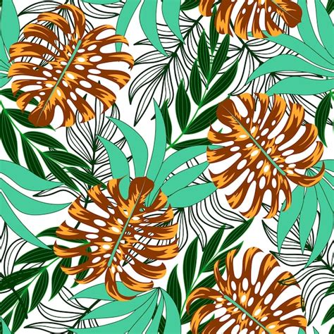 Abstrait Motif Tropical Sans Couture Avec Des Plantes Et Des Feuilles