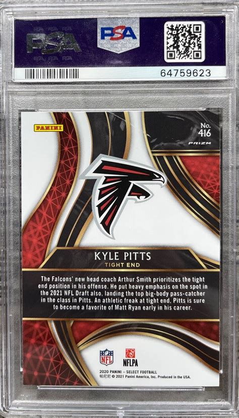 2020 PANINI SELECT 416 KYLE PITTS PSA 10 GEM ROOKIE XRC REDEMPTION