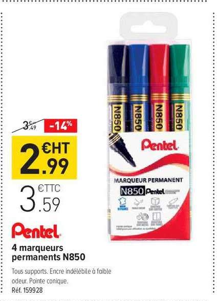 Promo Marqueurs Permanents N Pentel Chez Top Office