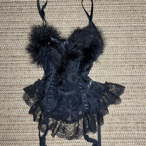 Victorias Secret Womens Black Corset Depop