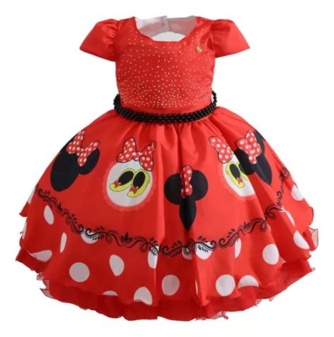 Vestido Da Minnie Vermelho Infantil Festa Temático Fantasia Frete grátis