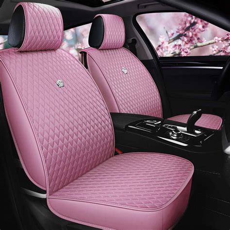 Pink Seat Covers Full Set Leather Auto Seat Covers 9pcs Front And Rear Seat Covers