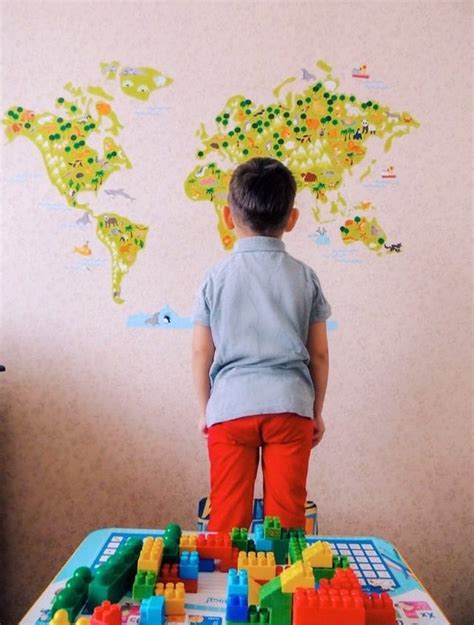 World Map Wall Decal World Map for Kids World Map Sticker | Etsy