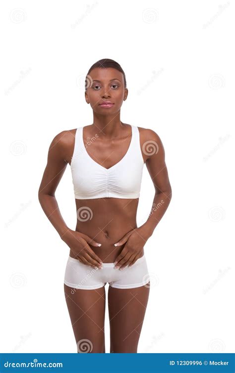 Ethnic Afro American Woman In Sporty Bra Stock Photo Image Of Fitness