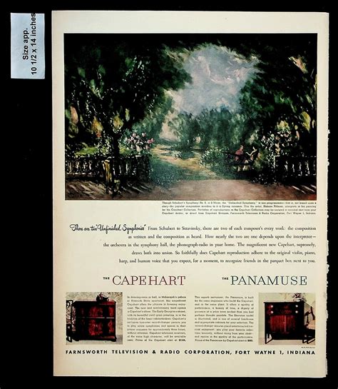 1947 Farnsworth Television Radio Capehart Panamuse Vintage Print Ad