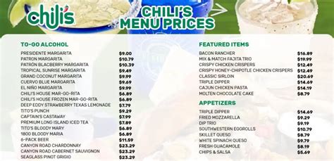 Chilis Menu Usa Updated Prices Latest Restaurant Menus With