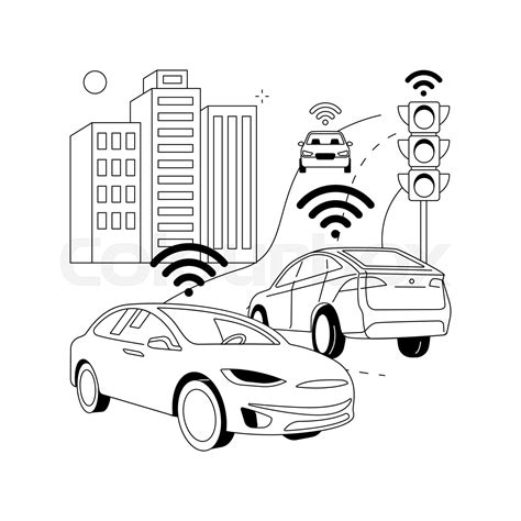 Smart roads construction abstract concept vector illustration. | Stock