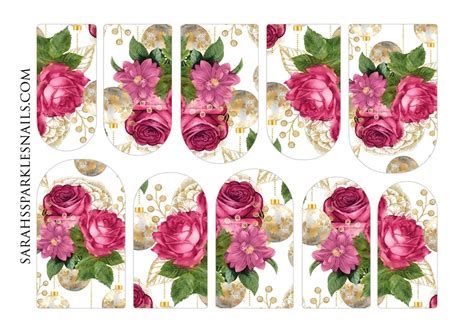 Christmas Nail Decals Rose Nail Decals Floral Nail Decals Bauble Nail