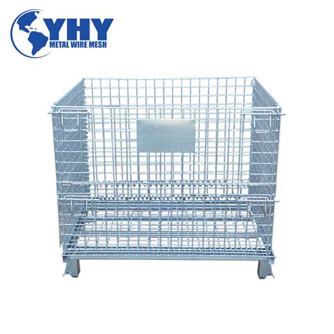 Foldable And Stackable Metal Storage Cage With Lid Turnover Box And