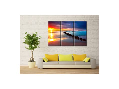 Tableau Triptyque Coucher De Soleil Sur La Plage Vente De Tableau Declina