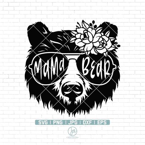 Mama Bear Svg Floral Bear Svg Mama Bear With Sunglasses Mommy Svg Mama Bear Cut File Mama Svg