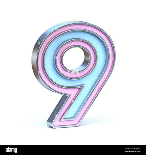 Blue And Pink Metal Font Number 9 Nine 3d Stock Photo Alamy