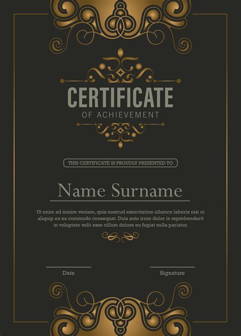 Luxury gold certificate with gold frame color 27423588 Vector Art at Vecteezy