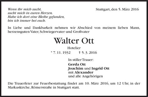 Traueranzeigen Von Walter Ott Stuttgart Gedenkt De