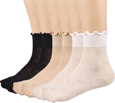 Chuntian Mary Pairs Women S Sheer Ruffle Socks Nude Stocking Summer