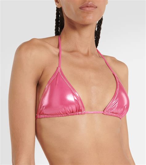 Love lamé triangle bikini top in pink Reina Olga Mytheresa