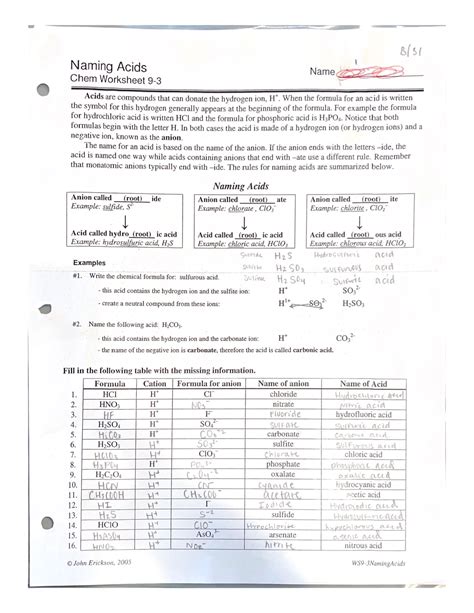 Naming Acids Worksheet And Avg Atomic Mass Naming Acids Name Chem