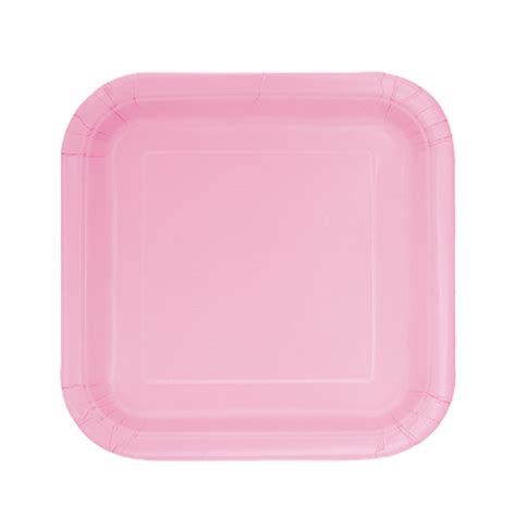 Light Pink Square Paper Plates 17cm Pack Of 16 Partyrama