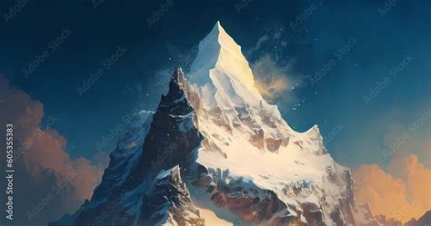 Cartoon landscape wallpaper with snow surface on giant mountain range ...