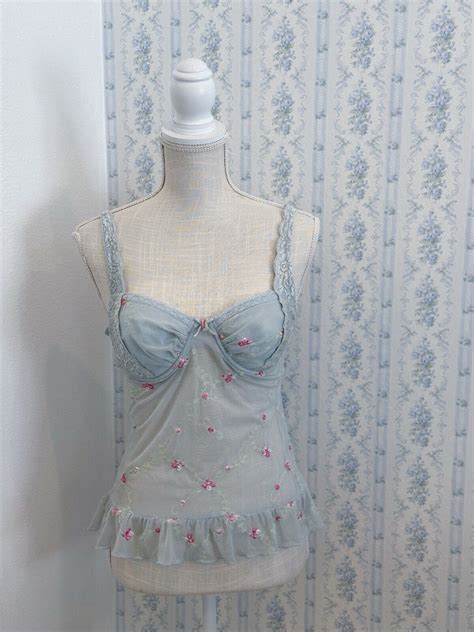 Vintage Lingerie Bustier Babydoll Cami Top Gem