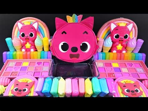 Pinkfong Rainbow Slime Mixing Random Cute Shiny Things Into Slime