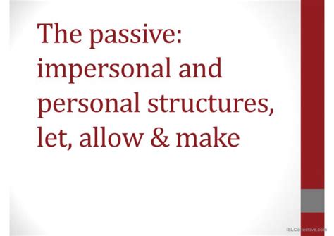 Passive Voice Impersonal And Personal… English Esl Powerpoints