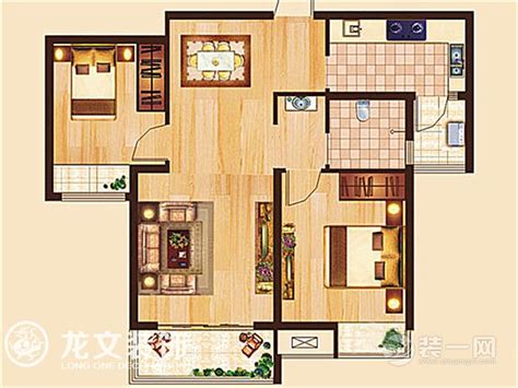 郑州正商华钻 89平两居室美式平面户型图 家居美图装一网装修效果图