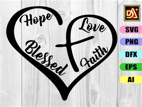 Heart Cross Svg Heart Svg Cross Svg Silhouette Files Blessed Etsy